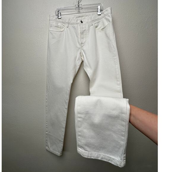 Moncler Men's Slim Fit Ivory White Jeans 5-Pocket Denim Sz36